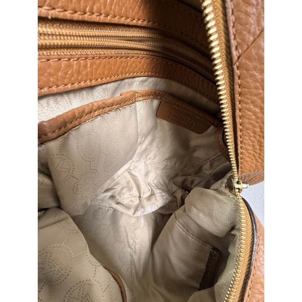 Michael Kors Bedford Belted  Leather Shoulder Tote in Cognac